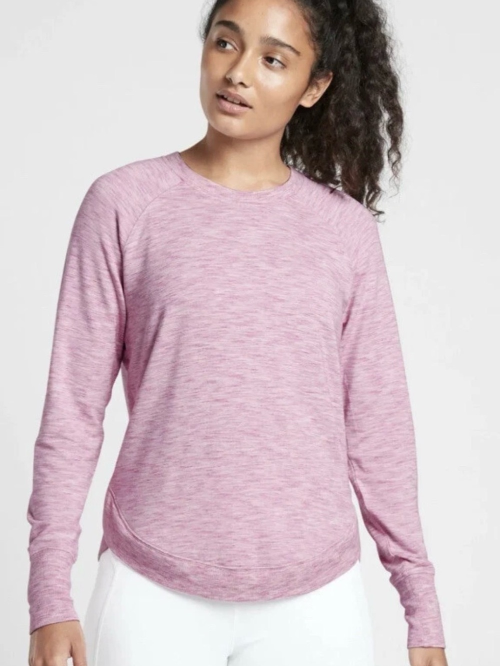 Athleta Heathered Light Pink Crewneck Sweater